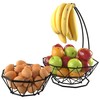 Fruit Basket with Banana Hanger and Fruit Bowl. Kitchen Counter