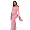 JustVH Women's Maternity Long Sleeve Off Shoulder Pregnancy Photography Dress