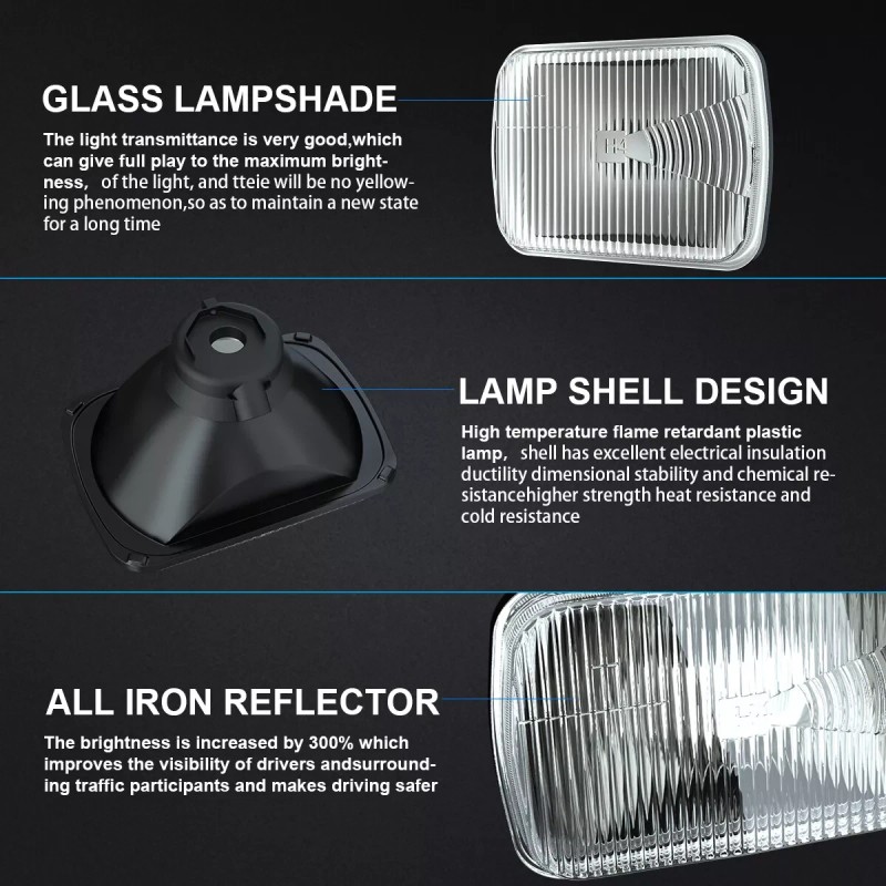 Unbranded Pair 7x6 inch Square Led Headlights for Oldsmobile Cutlass