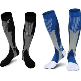 2 Pairs Plus Size Compression Socks Wide Calf Women Men,M-4XL 20-30mmhg Large