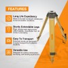 Surveying Tripod, Wooden Survey Tripod with 5/8-Inch 11-Threaded Flat Head