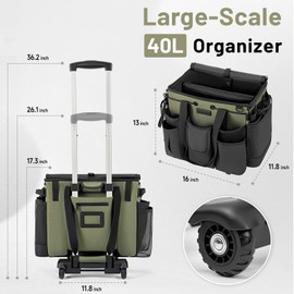 Large Cleaning Caddy for Cleaning Supplies Organizer, Rolling Cleaning Caddy Bags with Wheels for Housekeepers, Cleaning Carts on Wheels for Home Car Office Picnic