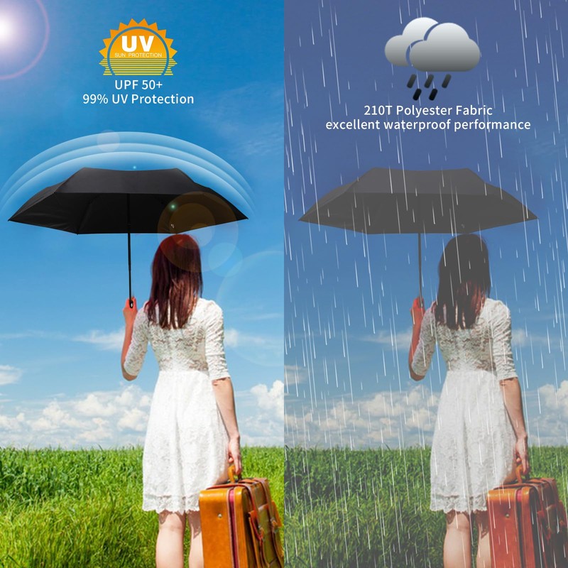 GAOYAING Automatic Mini Umbrella for Travel With Case,Compact Small Umbrella