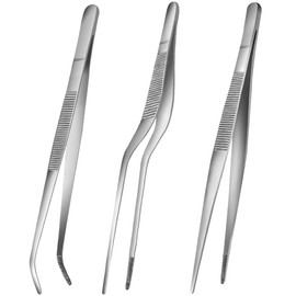 Yokudo 10-Inch Kitchen Tweezers Tongs Stainless Steel Kitchen Tweezers for Cooking Chef Tweezer Professional Skinny Tongs for Pasta Food Plating BBQ