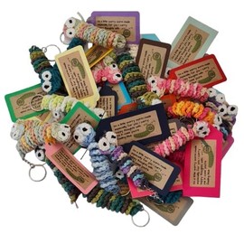 Handmade Crochet Worry Worm Sensory Keyring For Stress, Anxiety, Children, SEN, Dementia (Yellow/White)