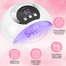 Wisdompark UV LED Nail Lamp, 54W UV Light for Gel Nails with Automatic Sensor...