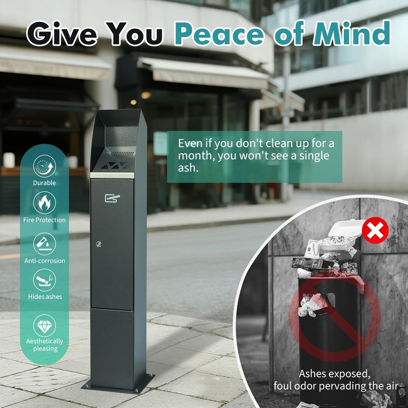 MHHQ Commercial Trash Can Disposal Outdoor Vertical Trash Can Standing