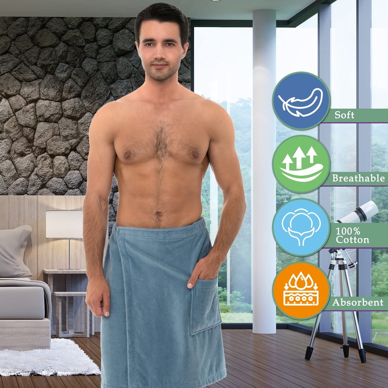 TowelSelections Cotton Terry Velour Bath Towel Shower Wrap for Men