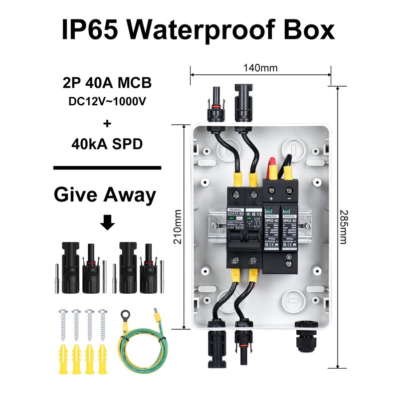 DIHOOL Solar Panel Disconnect Switch Box 40 Amp DC Circuit