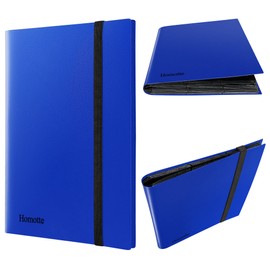 Homotte Trading Card Binder, 9 Pockets Baseball Football Binder, 360 Degree Side Load, Trading Card Holder, Standard Size, Card Organization Album for Sports TCG (Blue)