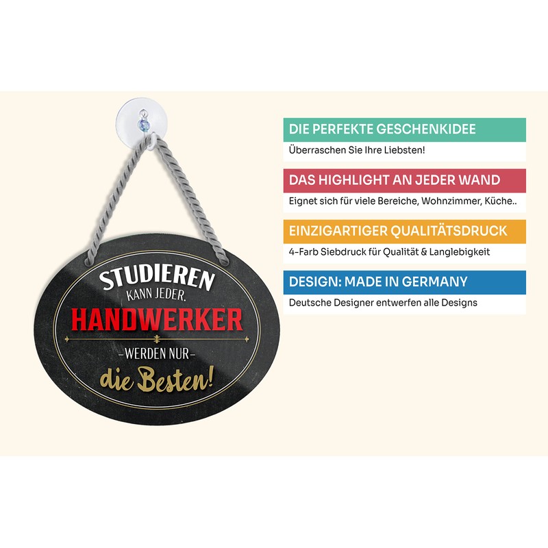 schilderkreis24 Tin Sign Funny Saying "Studieren kann Jeder. Handwerker." Decorative
