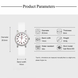 Blekon Original Petite Nurse Watch for Medical Professionals and Students,Various Scrub Colors,Small Easy Read Dial, SILVER/WHITE, Blekon Collections Petite Nurse Watch