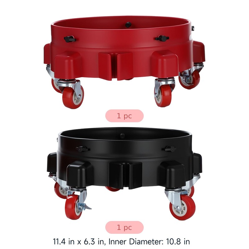 5 Gal Bucket Dolly 2-Pack, 5 Locking Casters, Connectable Bases,