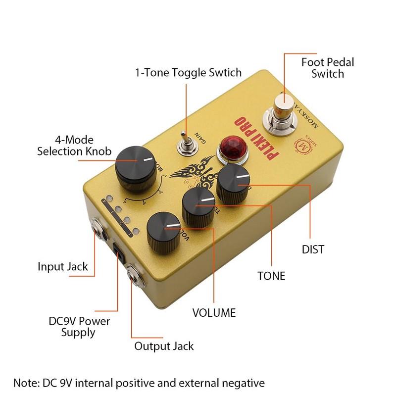 Guitar Distortion Pedal Electric Guitar Effects Pedal Volume/Tone/Distortion Control True