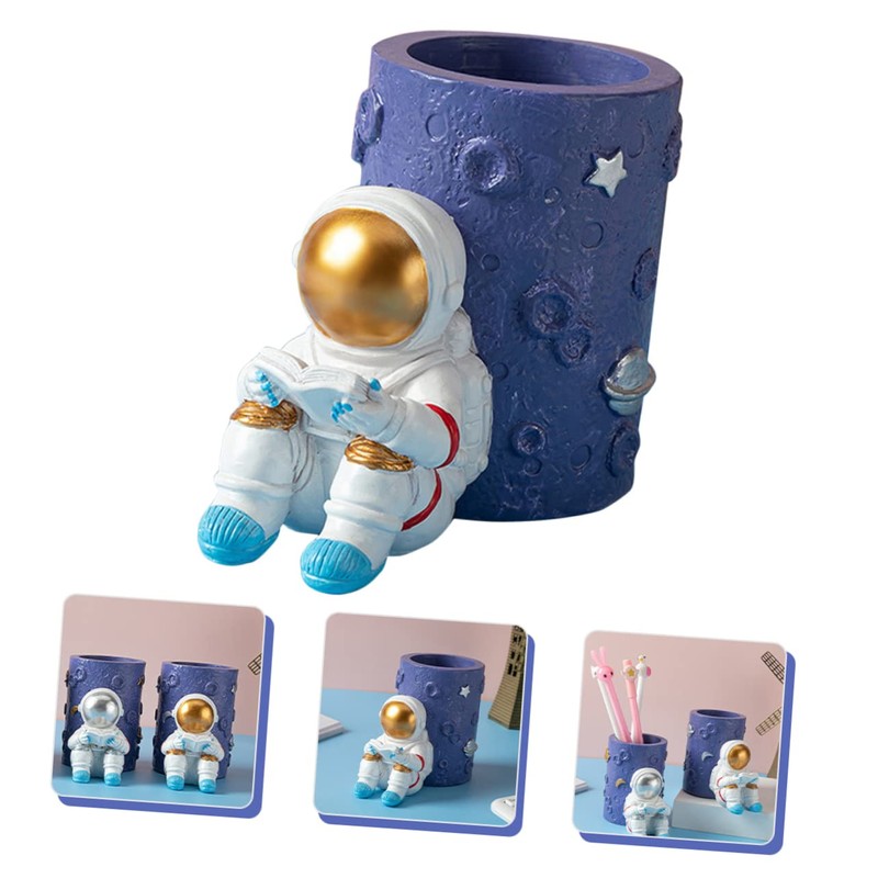 Operitacx Astronaut Pencil Holder Resin Craft Space Theme Desk Organizer