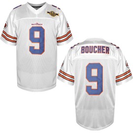EETUG The Waterboy Football Jersey #9 Bobby Boucher 50th Anniversary Stitched Mud Dogs Bourbon Bowl Movie Jersey for Men (White, XXXL-Large)