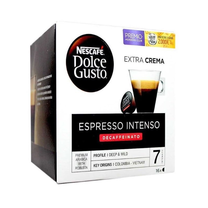 Nescafé Dolce Gusto Espresso Intenso Decaf/Decaffeinated Coffee Pods, Pack of