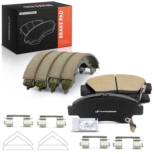 A-Premium Front and Rear Ceramic Disc Brake Pads Set Compatible