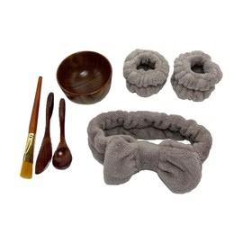 Skincare Face Mask Mixing Bowl Set Makeup for Clay Masks Skin Care Products Home DIY Beauty & Personal Tools Kit Wood Spatula Spoon Brush Facial Headband Wrist Washband Bamboo 6 Pack / 스킨케어 페이스 마스크 믹싱 볼 세트 클레이 마스크용 메이크업 스킨 케어 제품 홈 DIY 뷰티 & 퍼스널 도구 키트 우드 스파툴라 스푼 브러시 페이셜 헤드밴드 손목 워시밴드 Bamboo 6 Pack