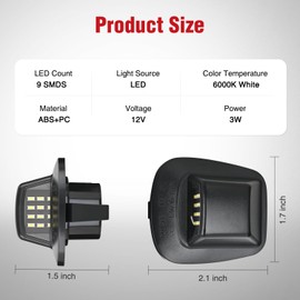 Nilight License Plate Lights Compatible with 1997 1998 1999 2010 2011 Dodge Dakota 2006-2009 Mitsubishi Raider with Black Housing 6000K White 2PCS Pack