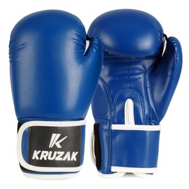 Kruzak Plain Boxing Gloves for Training, Sparring, Kickboxing, Muay Thai and Fighting - Blue - 10oz