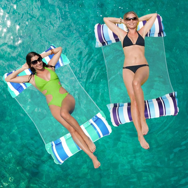 Aitsite Inflatable Pool Floats for Adults, 2 Pack Water Hammock,