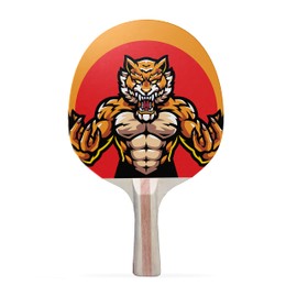 TigerTail Sports Tiger Power Colorful Design Ping Pong Paddle, Premium 5 Ply Table Tennis Racket (Black on Back)