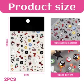Shimmerz 2 Blätter 3D Nagelaufkleber Für Pool Und Dice Design Cartoon Style Press On Nagelkunst Abziehbilder Niedliche Texturierte Maniküre DIY