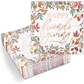 Sparkle and Bash Thanksgiving Paper Napkins for Friendsgiving Party (5 x 5 In, 50 Pack)