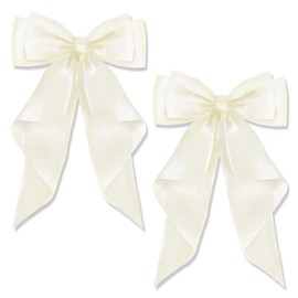 AYNKH 2 Pcs Big Bow Long Silky Satin Solid Color French Hair Clip Simple Hair Closure Accessories for Women Girls