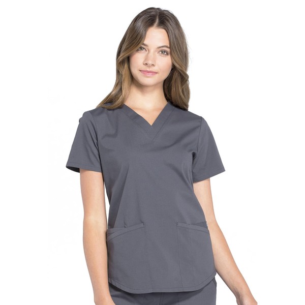 CHEROKEE Workwear Professionals Women Scrubs Top V-Neck WW665, XL, Pewter