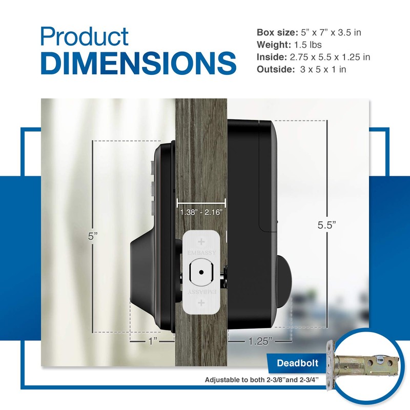 Embassy Door Lock Electronic Keyless Entry with Antimicrobial Illuminated Keypad