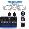 FXC Waterproof Marine Boat Rocker Switch Panel 6 Gang with