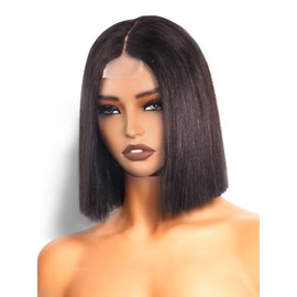 10 inch Bob Wig Human Hair 2x6 Short Straight Glueless for Black Women Pre Plucked with Baby Hair Natural