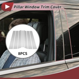 HEROFFIX 8 Pcs Door Pillar Window Trim for Ford Edge 2007-2014 Front Rear Left Right Anti Scratch Sticker Pillar Posts Door Outer Exterior Cover Silver Tone