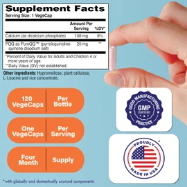 Health Thru Nutrition Health Thru Nutrition Pure PQQ - High Potency PQQ 20mg, 120 Vegan Capsules for Mitochondrial Support, Enhanced Energy, Non-GMO, Soy & Gluten-Free, Clean Label Pyrroloquinoline Quinone Supplement