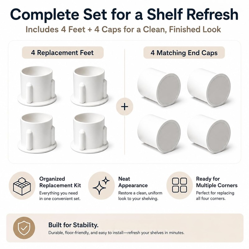 Replacement Feet and Caps Compatible with HDX Heavy Duty Shelving,