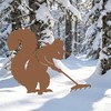 Rustic Raking Squirrel Metal Garden Stake, Funny Patio Decor