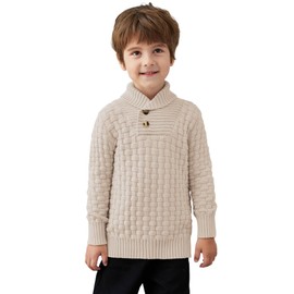 Arshiner Boys Casual Button Textured Knit Sweaters Kids Fall Crewneck Pullover Clothes Size 4