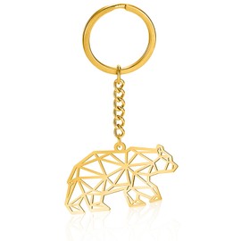 VASSAGO Stainless Steel Hollow Out Animal Keychain Backpack Car Purse Keys Accessories Purse Charm Key Ring for Men and Women (bear keychain, gold)