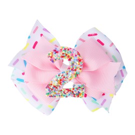 Dmnnlp Baby Hair Bows Clips Pink, 2nd Birthday Decorations Hair Clips for Girls, Ice Cream Kids Hair Bows for Toddler Girls 2nd Birthday Party Decorations Photo Props (2)