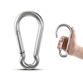 Large Carabiner Clip Hooks, 1pc 7 inch Carabiner Heavy Duty, 304 Stainless Steel Spring Snap Hook Fits Camping Hanging Hiking Weight Lifting, Metal Clips for Rope or Chain