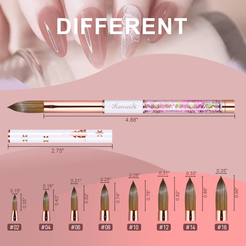 Acrylic Nail Brush Size 4,KEMEISI 100% Pure Kolinsky Nail Art