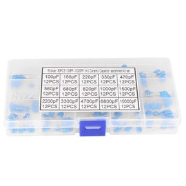 180Pcs 100pF-10000pF 15 Value 1kV High Voltage Ceramic Capacitor Assortment Kit DIY Electronic Circuits with Plastic Box Ceramic Capacitors 1kv