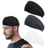 Mens Black Elastic Wide Hair Bands for Men Headscarf Headband