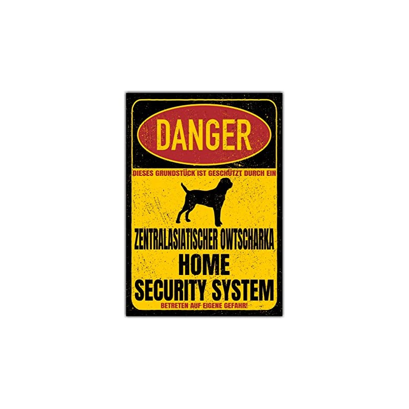 Central Asian Ovcharka Sign Danger Security System Door Sign Dog