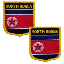 Parche bordado con la bandera internacional de Corea del Norte, parches tácticos para planchar o coser en el emblema, 2 piezas (Corea del Norte)