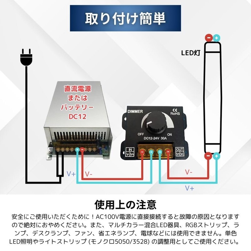 MAKUMINORS LED Dimmer Switch Dimmer Tape Controller Dimmer Switch DC12-24V