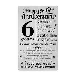 Richesele 6 Years Anniversary Decorations Gifts for Husband Wife Him Her - 6th Anniversary Card - Happy 6 Year Wedding Anniversary Wallet Card
