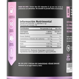 Shatavari Puro 1000 Por Porción Adaptógeno Equilibrio Mujeres 180 Cápsulas Ingredientes Naturales Pure Life